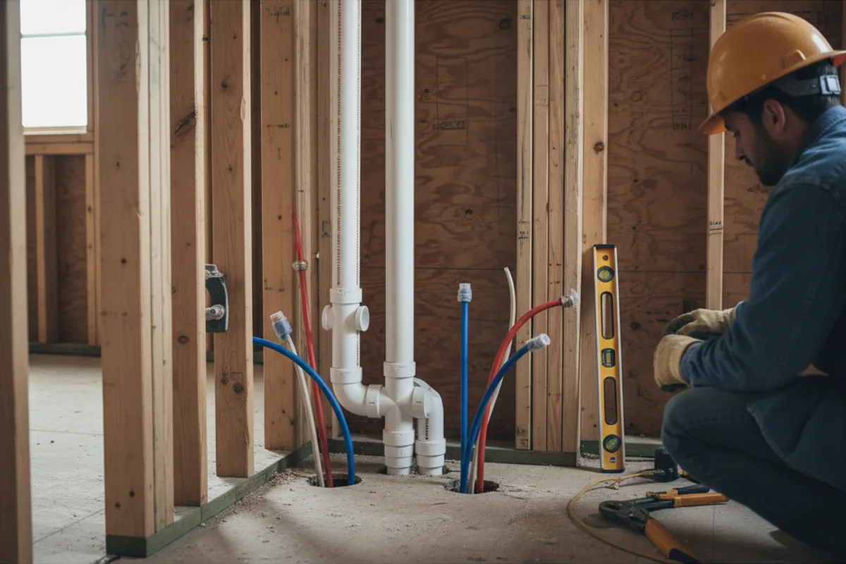 Drain and supply rough-in during Sump Pump Repair in Tappan