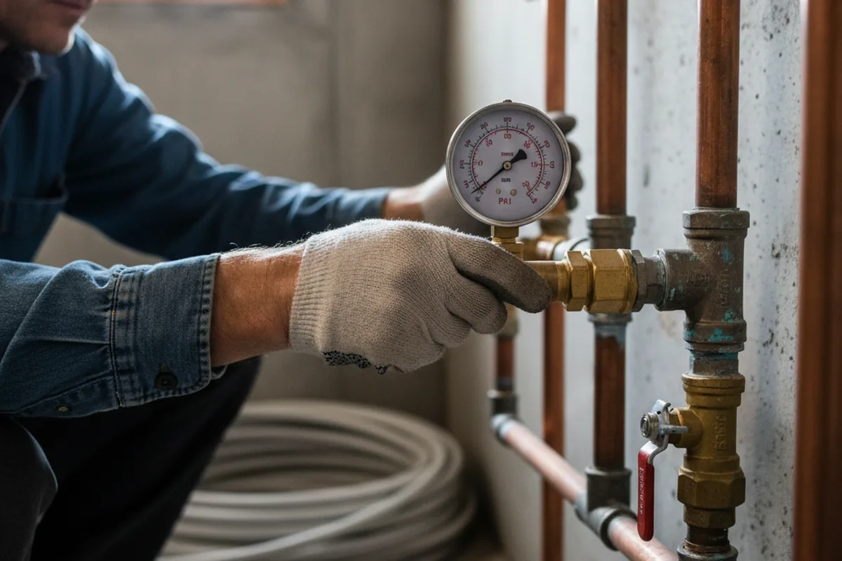 Pressure testing a repaired line during Water Line Repair in Tappan